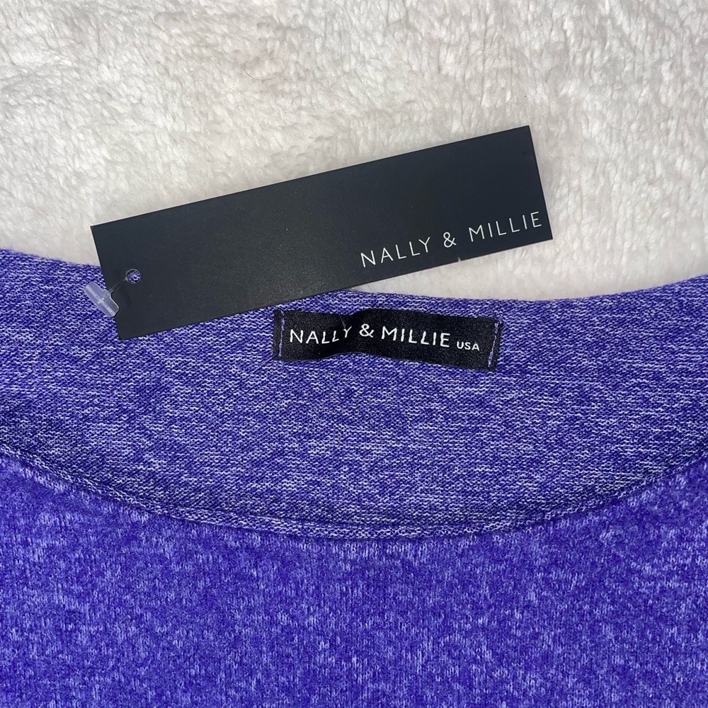 NWT Nally & Millie Womens Size Medium Blue Soft Brushed Jersey Long Sleeve Dress - Picture 3 of 7
